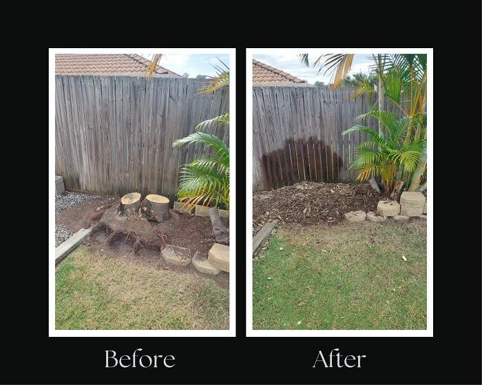 stump grinder before and after